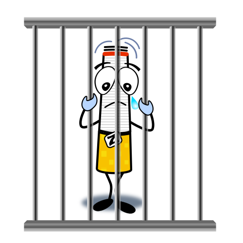 Super Z traurig hinter Gittern